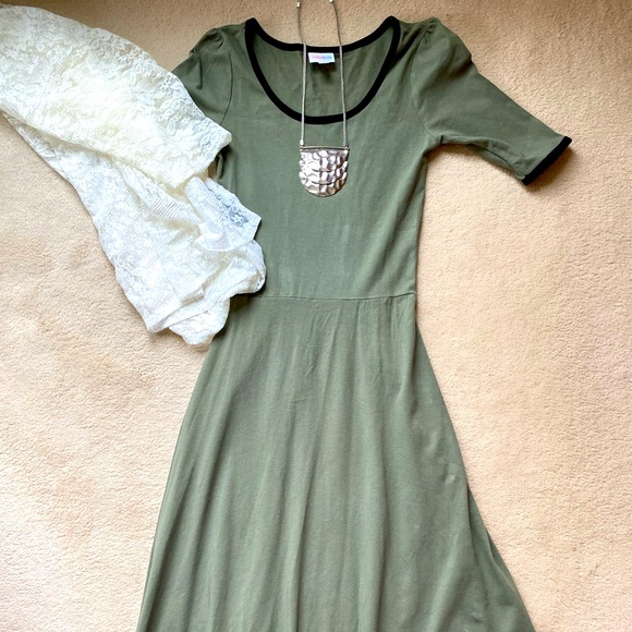 LuLaRoe Dresses & Skirts - LuLaRoe Olive Green Ringer Ana Maxi Dress